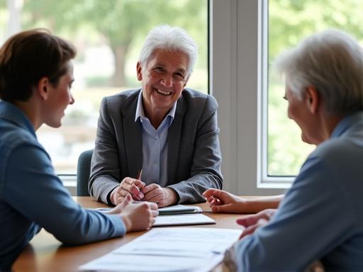 Image of a care coordinator discussing plans with a senior